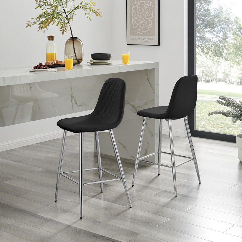 Tabouret de bar Morral Luxury, Noir, Argent