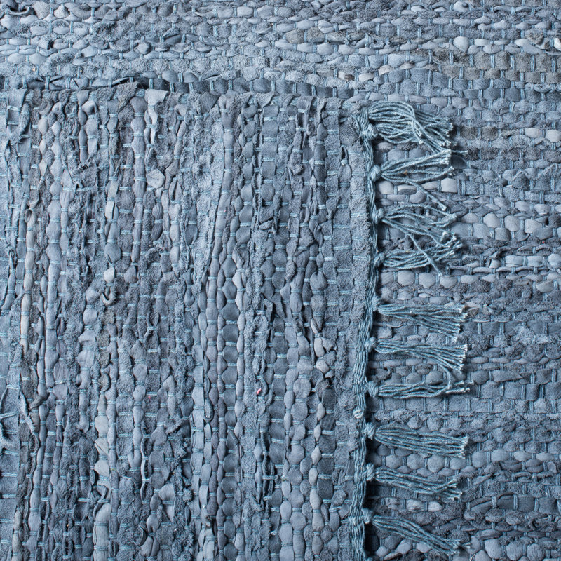 Tapis de couleur unie en cuir recyclé et en coton Rosemarie, Rectangle 4 pi x 6 pi