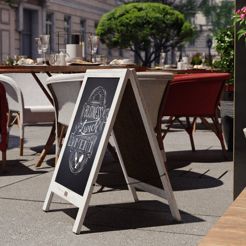 Whitewashed Pine Wood A-Frame Magnetic Chalkboard, 30" x 20"