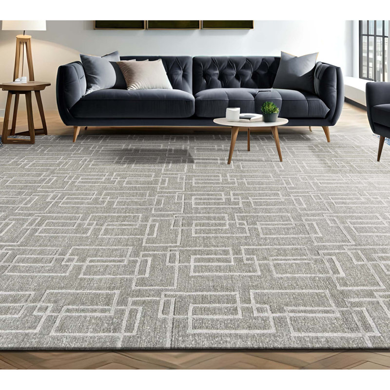Hand-Knotted High-Quality Silver Area Rug