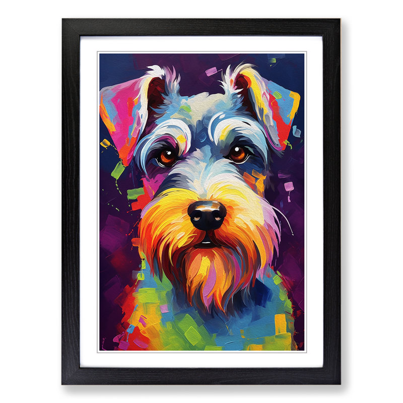 Schnauzer Abstract Art - Framed Print, 46cm H x 34cm W, Black Framed