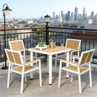 Ensemble de mobilier de salle à manger d'extérieur, table de patio 5 pièces et chaises