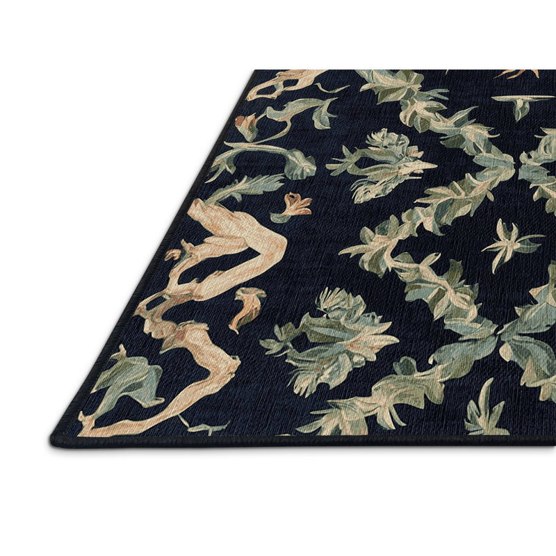Machine Washable Gray Area Rug, Rectangle 7' x 9'