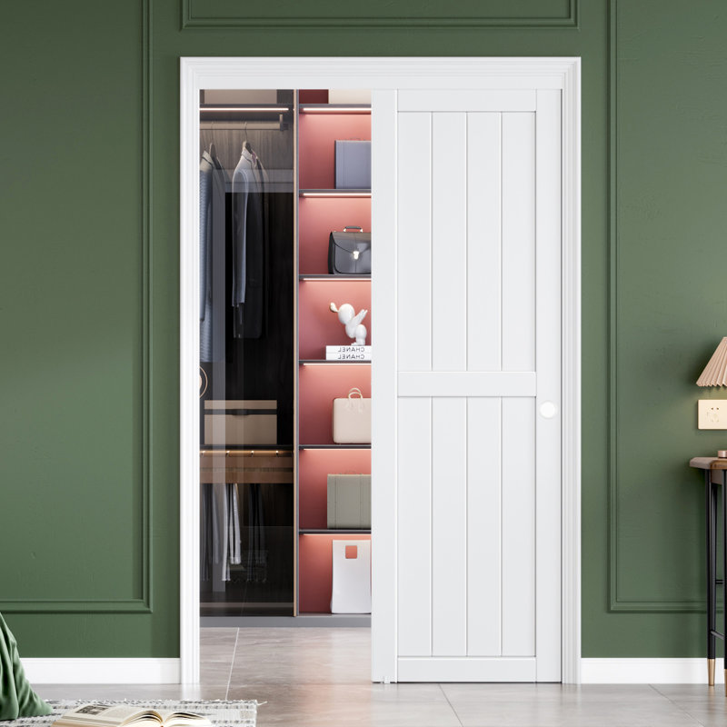 Portes de placard coulissantes blanches 80 "avec trousse de quincaillerie d'installation, 48" x 80"