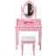 Ensemble de coiffeuse avec miroir et tabouret rembourré Pink Princess-1827215586
