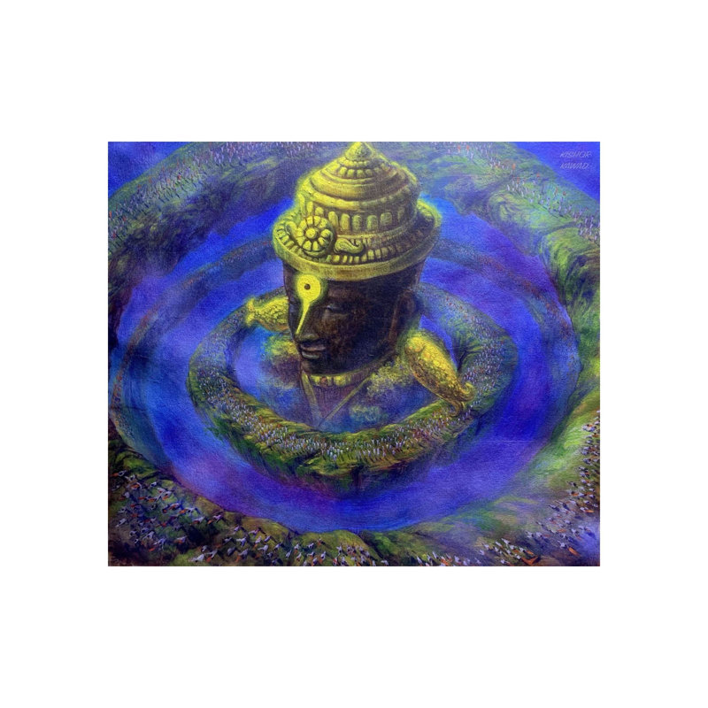 Visage Vitthala | Acrylique sur toile | Par Kishore Kawad