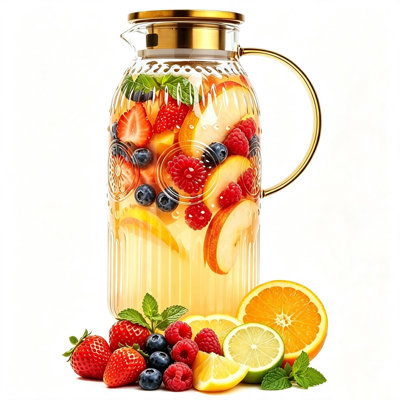 Carafe en verre avec couvercle de 2 L (68 oz) de style vintage, 1 unité