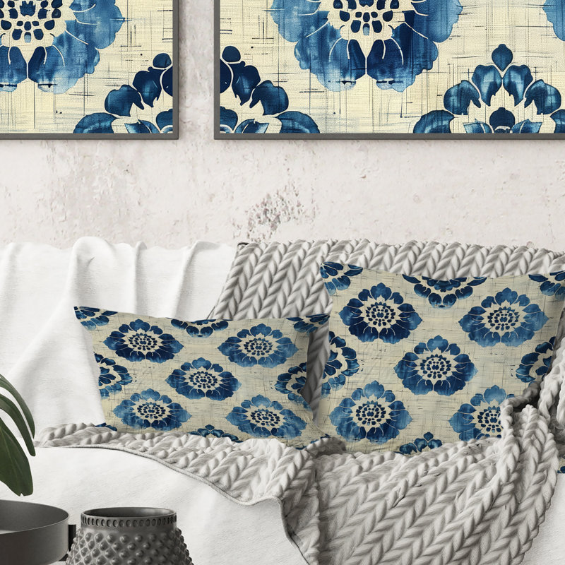 Oreiller lombaire traditionnel chinois Blue Coastal Seashells II