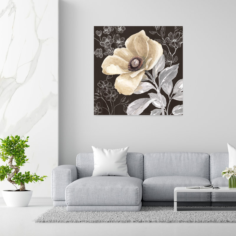 Flora Toile V, art floral contemporain, H 48 po x l 48 po