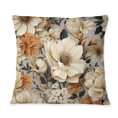 Boho Earthy Blooms Poppies Bloom IV - Floral Printed Throw Pillow
