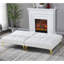 Lit futon convertible avec pattes en métal doré, moelleuses et agréables en tissu - pour les petits espaces, facile à assembler, expérience confortable dans des espaces polyvalents, trois réglages, un assemblage,
