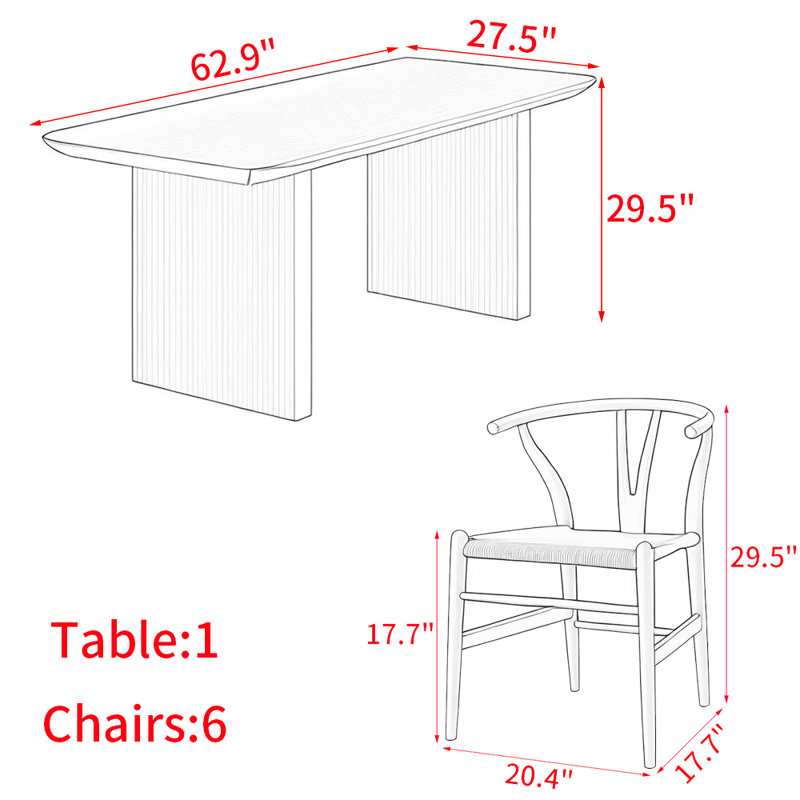 Modern simple all solid wood dining table set