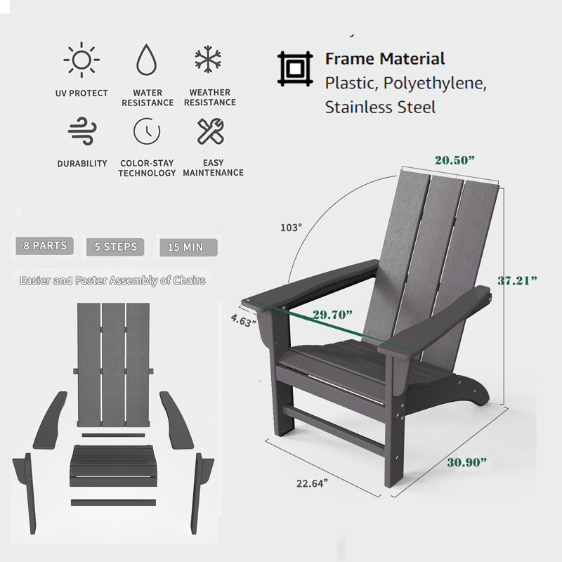 Barbour Outdoor Adirondack Chair, Gray