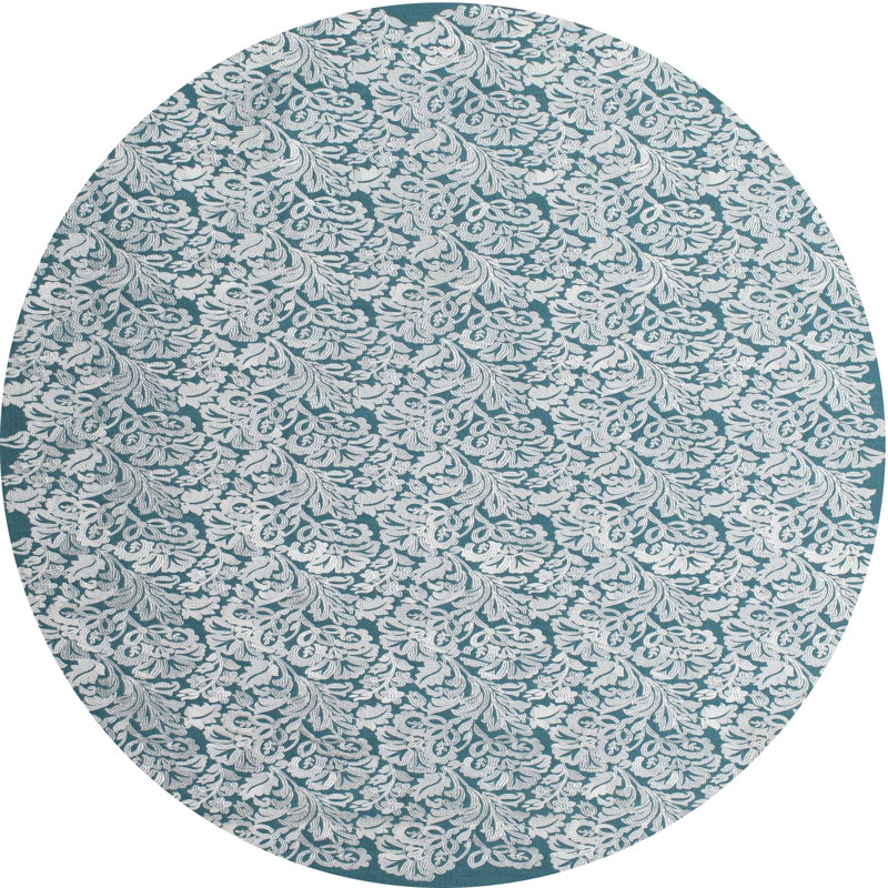 Tapis de zone bleu contemporain, Rond 5 pi