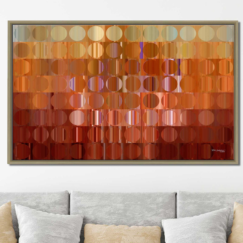 «Circles and Squares # 16», reproduction d'art, H 39,5 po x l 63,5 po x P 2 po, Cadre flottant champagne