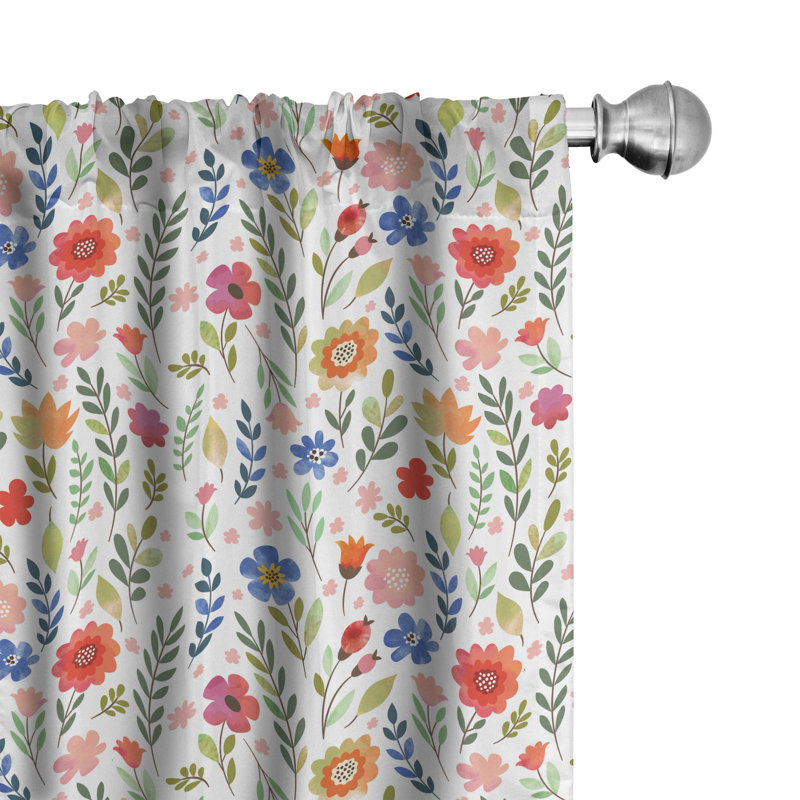 Floral Semi-Sheer Rod Pocket Curtain Panels, 28" x 95"