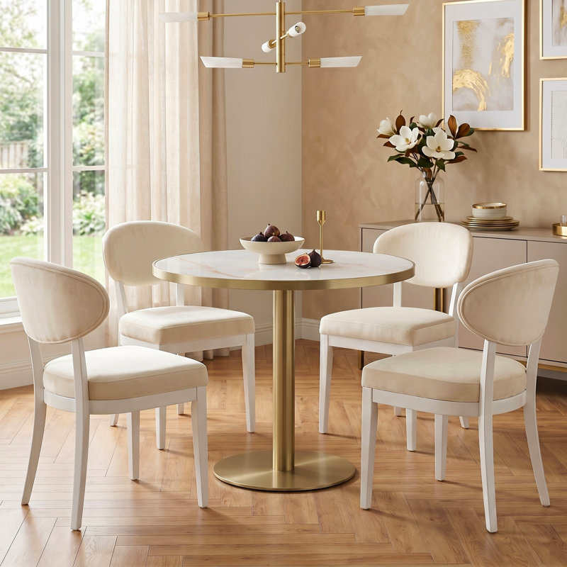 Table bistro 31,5 po en pierre frittée, table de salle à manger carrée / ronde moderne avec 26 options de taille pour le petit café de cuisine