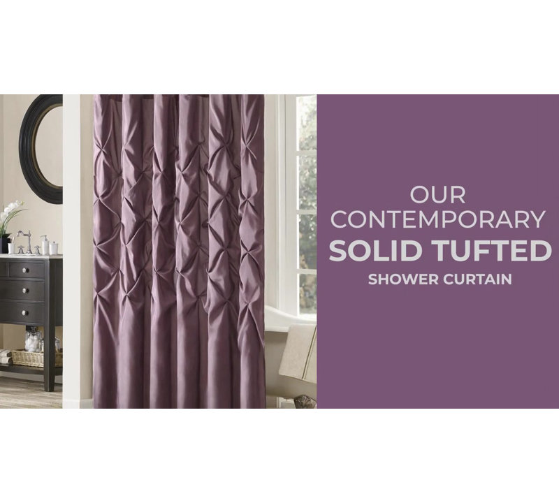 Taupe Tufted Polyester Hollywood Glam Shower Curtain