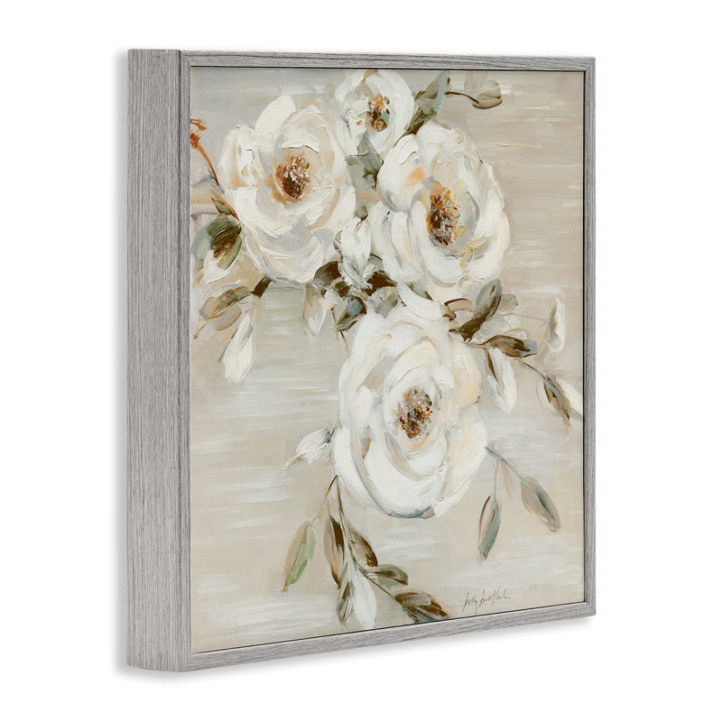Giclée encadrée de roses neutres par Sally Swatland, H 17 po x l 17 po, Estampe numérique Farmhouse