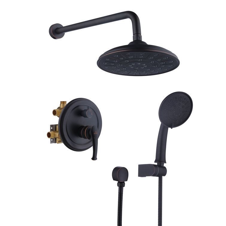 Retro Wall Mount 2 Function Rainfall Shower System with 3 Setting Handheld, Rough-In Valve and Diverter