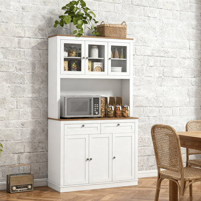 Multifunctional Kitchen Storage Cabinet with Microwave Shelf and Adjustable Shelves by Gracie Oaks
