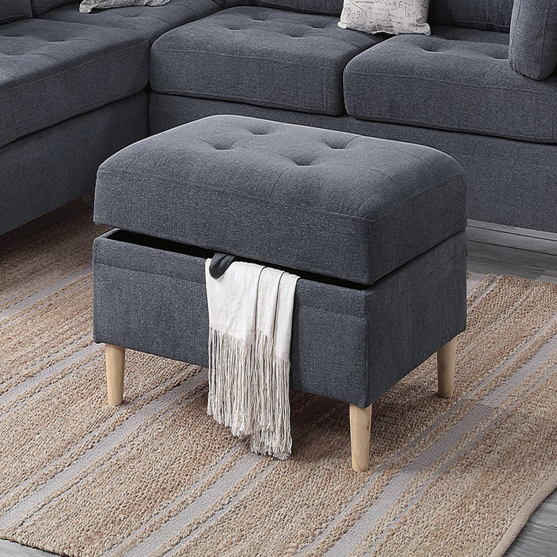 Upholstered L-Shaped Sectional Reversible, Charcoal