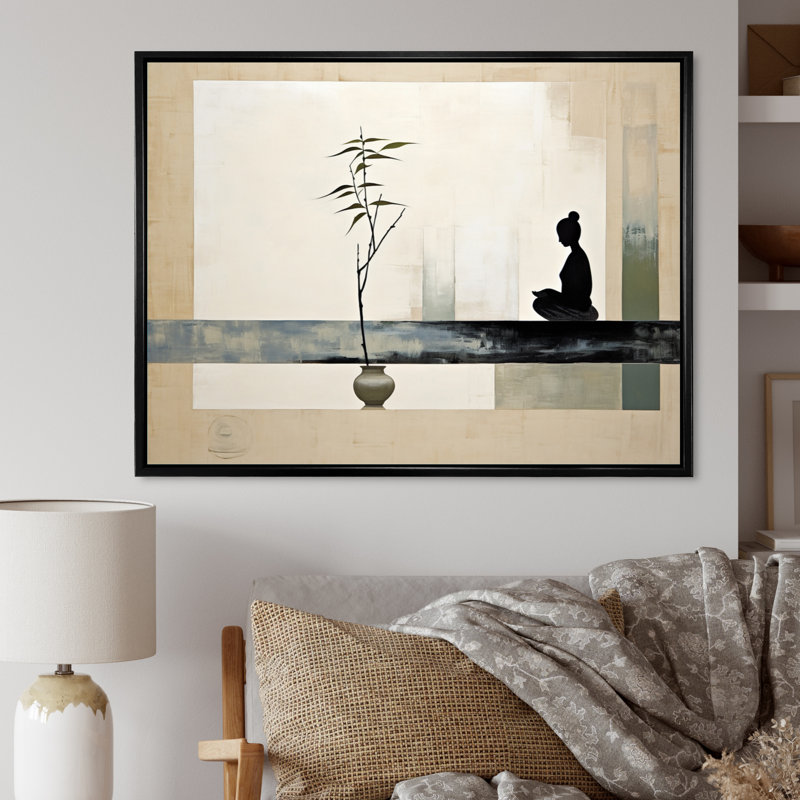 Mahmod Asian Art Modern Zen I - Art asiatique, art mural, H 34 po x l 44 po, Reproduction avec cadre flottant, Noir
