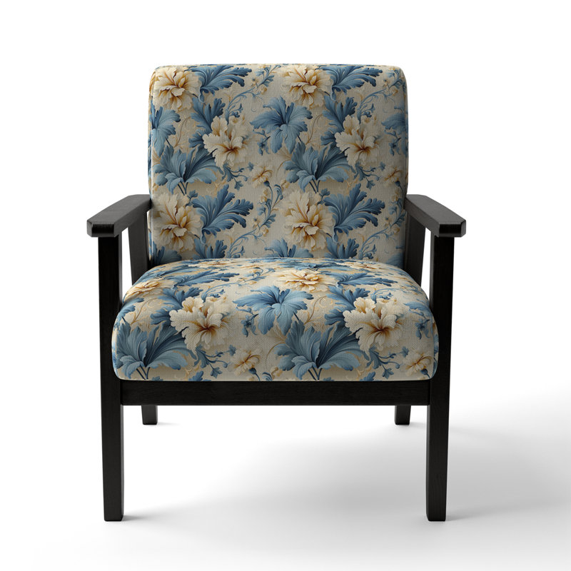 Fauteuil d'appoint rembourré bohème et éclectique blanc et bleu