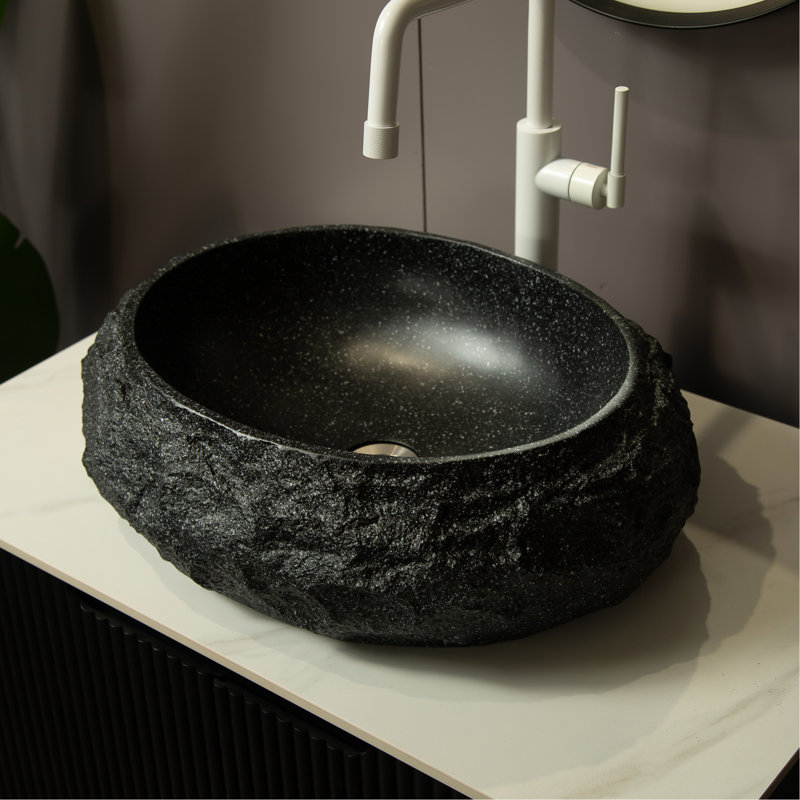 Lavabo de salle de bain ovale irrégulier en résine 18 po avec motif de pierre Artistic