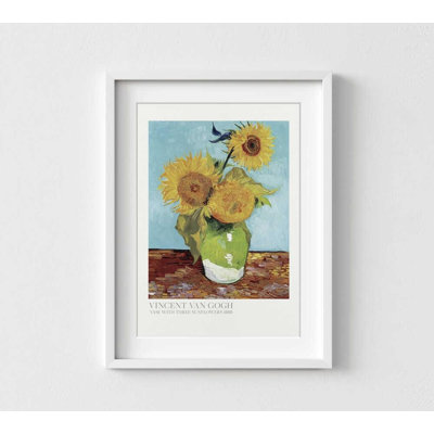 Sunflower Wall Art, Vase with Three Sunflowers