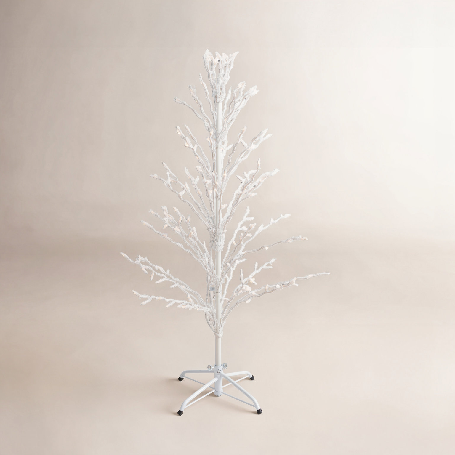 White Lighted Cascade Twig Tree, 4' H