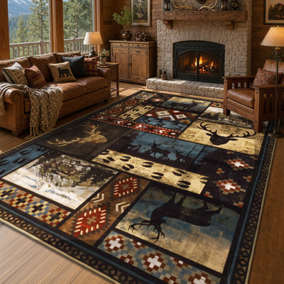 Tapis vintage antidérapant lavable à motif animal