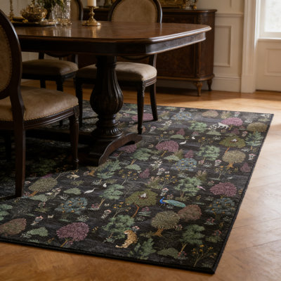 Tapis vert foncé botanique Maximalist