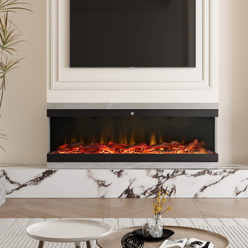Latitude Run Black Electric Fireplace with 5120 BTU, 38cm H x 122cm W x 24.8cm D