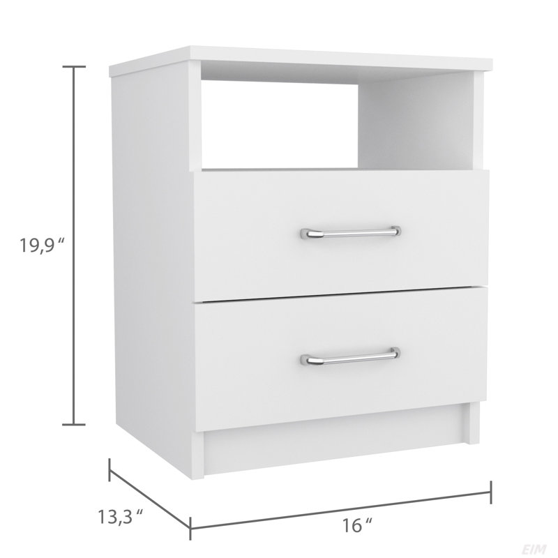 2-Drawer 1-Shelf Rectangle Nightstand