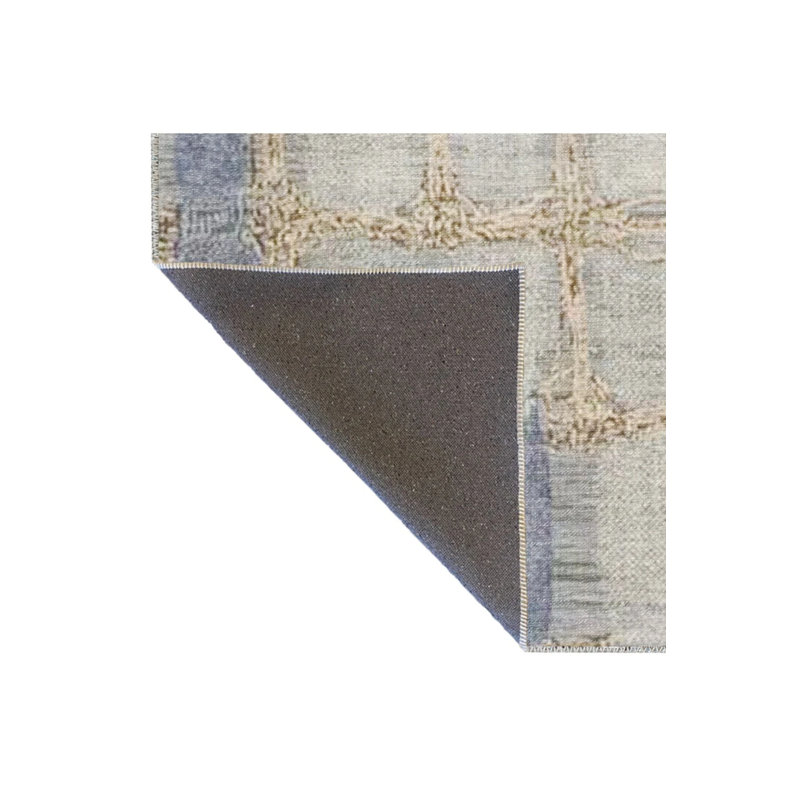 Blue Beige Themed Geometric Patterned Creative Modern Decorative Carpet, Rectangle 4'8" x 6'7"
