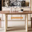 Ensemble de table de salle à manger ovale en bois massif de style crème-106644782