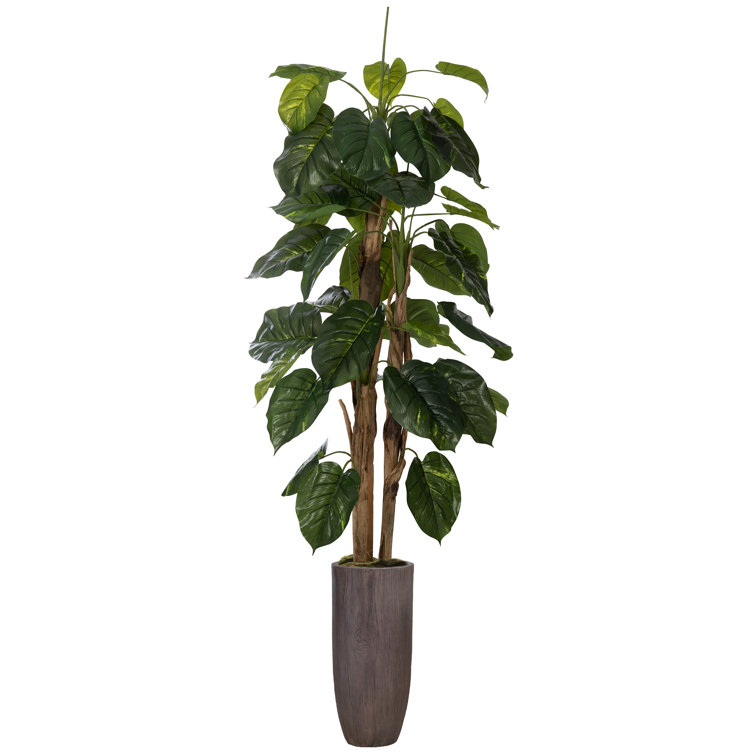 94'' Faux Devil's Ivy (Scindapsus Aureus) Tree in Wood Planter