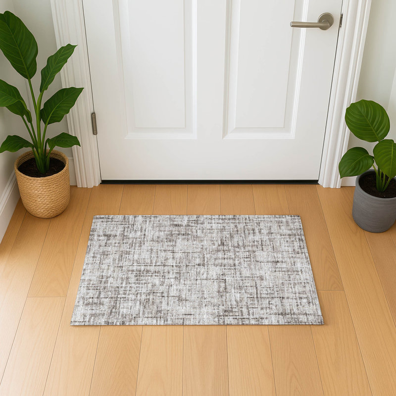 Premium Machine Washable Mayfield AMF2130 Striped Rug, 1'8" x 2'6", Taupe