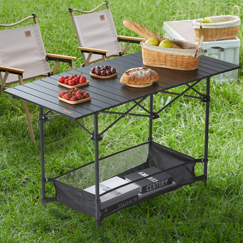 Nuhaa Black Adjustable Height Metal Folding Camping Table