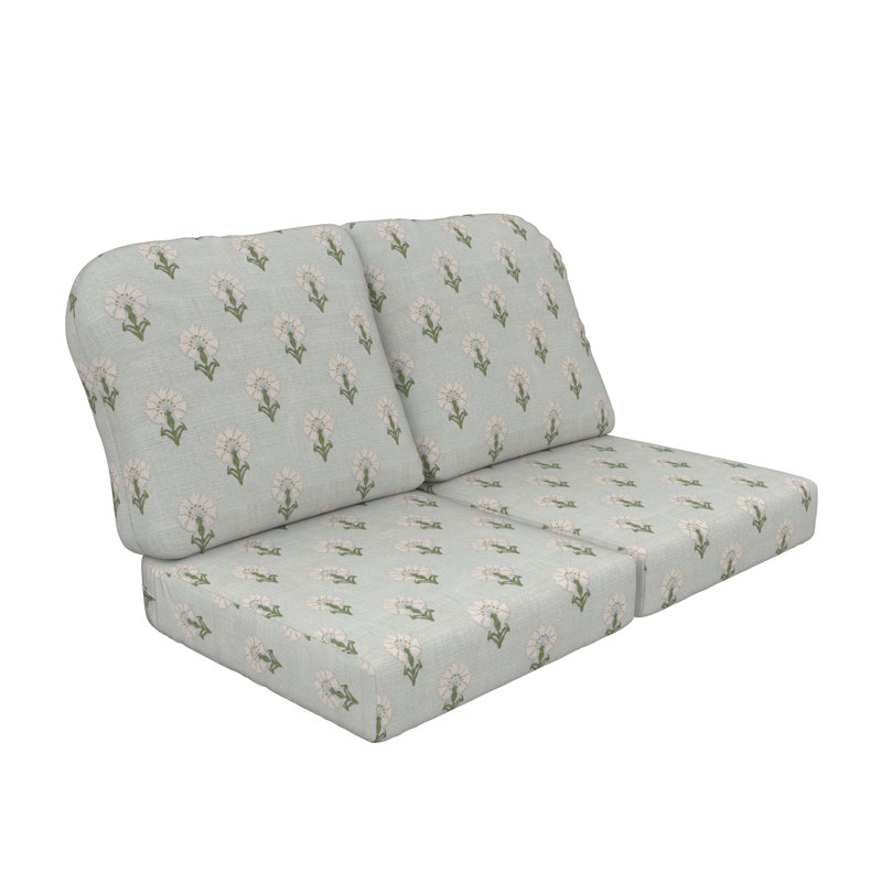 Amala Sunbrella® Indoor/Outdoor Loveseat Cushion, Sunbrella® Mira Celeste