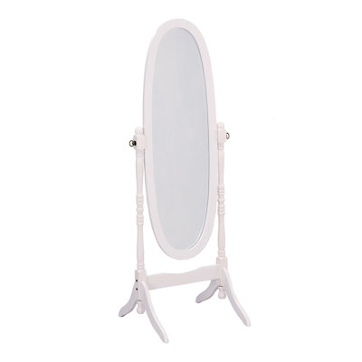 Le miroir de plancher ovale à finition blanche de 59,25 po de hauteur en bois - à la fois élégant et fonctionnel s'adapte à toute demeure.