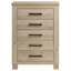 Commode 5 tiroirs en chêne vieilli