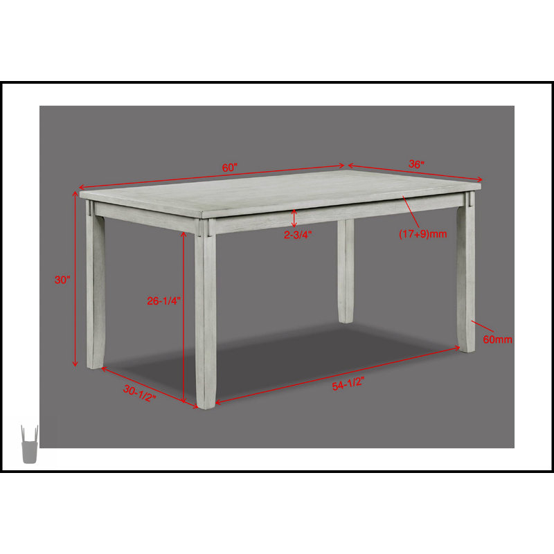 Ensemble de salle à manger rustique de style rustique 5 pièces avec table rectangulaire et chaises rembourrées d'aspect lin, finition bois de grève
