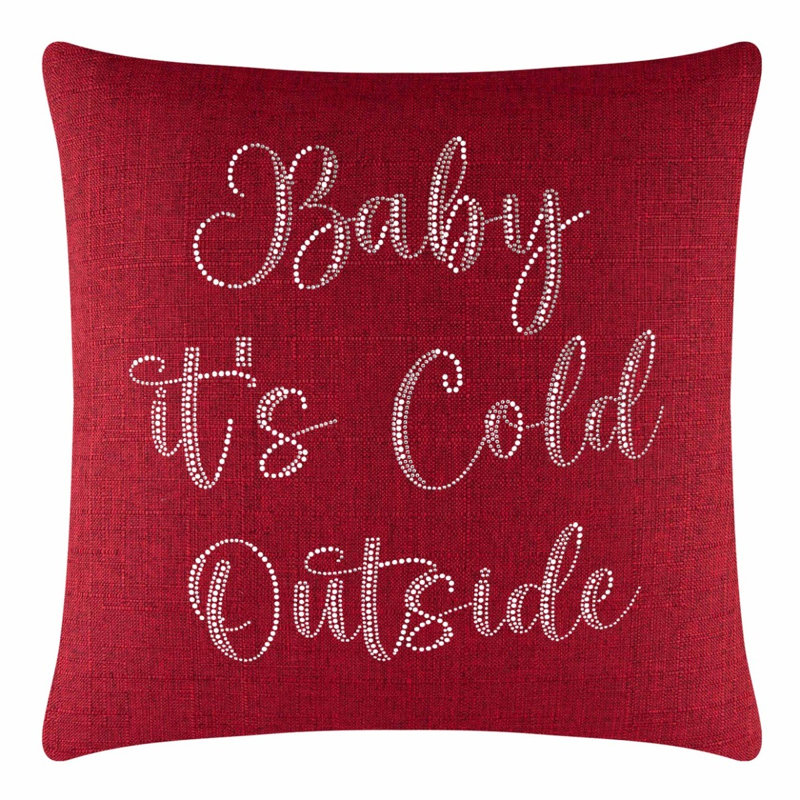 Coussin Sparkles Home Strass | Rembourrage en plumes | Luxe, Carré 16 po, Rouge