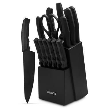 farberware + 15-Piece Triple Riveted Acacia Knife Block Set, Blush