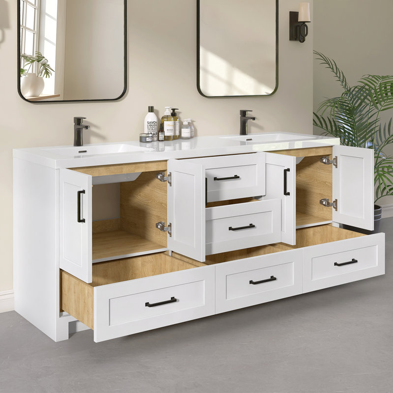 Ensemble de meuble-lavabo double 72 po Elye, Noir, Blanc