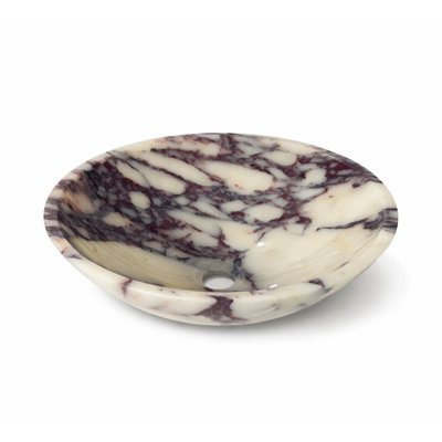 Calacatta Viola Marble Vessel Sink 17'' Round Natural Stone Bathroom Sink Handmade Vanity Basin