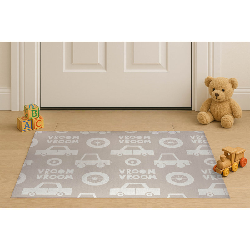 Vroom vroom Indoor Doormat, 60" W x 84" L, Taupe
