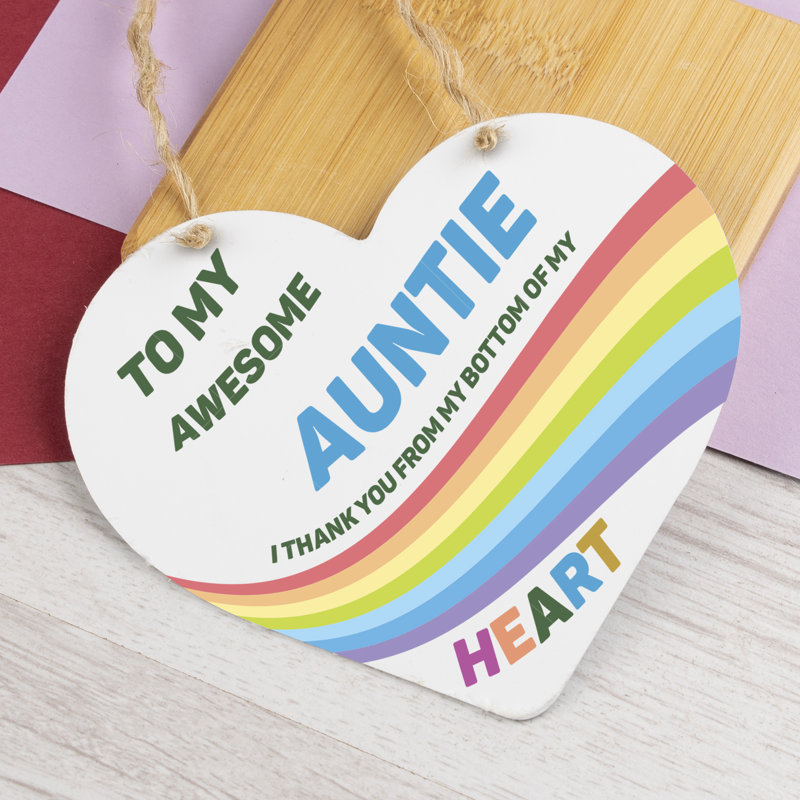 WOODEN HEART PLAQUE AWESOME AUNTIE 51F0D2A563D14BE4B9CADE353649F74C